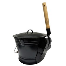 Seau à Cendres avec Couvercle Porte Charbon Métal Ignifuge pour Cheminée et G