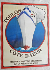 Affiche Originale TOULON, Cote d'Azur, Premier port de croisière en méditerranée