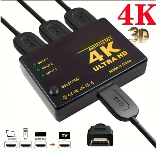 Switch hdmi 3x1 splitter - 4k,
