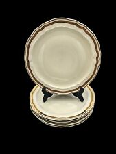 Bernardaud Limoges, Assiettes Plates En Porcelaine, Dorure Couleur Ivoire x6