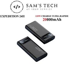 Batterie Externe Portable, 120W Charge Rapide Power Bank 20000mAh 2 USB, Type C