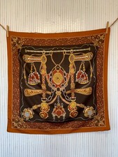 Foulard carré Vintage Marron Sellerie d'équitation Cadeau pour Femme FO671