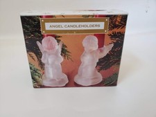 Angel Candle Holders  Crystal Glass Figurine  Clear Christmas