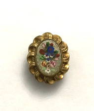 Ancien élément collier pendentif Bouton de col ? en micro mosaïque et plaqué or
