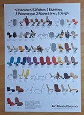 70's FRITZ HANSEN / VERNER PANTON Furniture / Chair Design Poster - Affiche