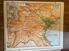 Ancienne carte scolaire Vidal-Lablache Indochine Nord Delta du Tonkin 45 Saïgon