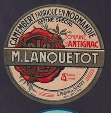 Ancienne étiquette Fromage France BN20065 Camembert Normandie Lanquetot