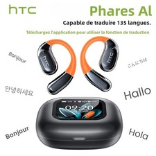 HTC NE27 OWS Écouteurs Bluetooth — Crochet Sport, LCD Tactile, Traducteur IA