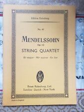 Mendelssohn Op. 12 Quatuor à cordes n° 1 en mi bémol majeur partition Eulenburg
