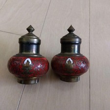 Ancien mini brûleur d'encens en laiton design Bouddha porte épices asiatiques...