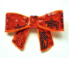 Broche Ruban Noeud orange sequin Ribbon créateur Taki-to Wien 7,2cm !