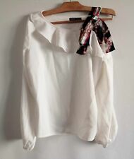 Blouse blanche polyester une épaule découverte T36 Shein (2411027)