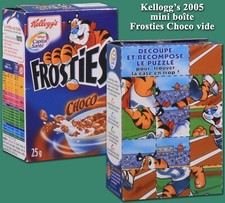 Kellogg’s 2005, mini boîte Frosties Choco vide et à plat, au dos un puzzle