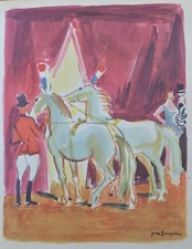 Yves BRAYER : Les chevaux du cirque Pinder, LITHOGRAPHIE signée, 1961