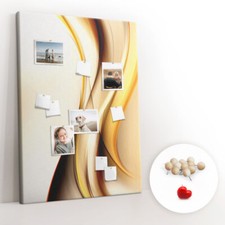 Grand Décoratif Tableau d'affichage en liège 100x140 - Vague dorée abstraite