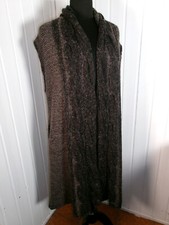 MANTEAU maille marron gilet très long SARAH PACINI sans manches taille unique