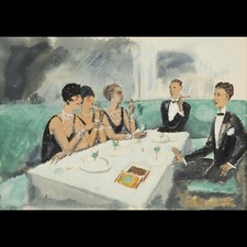 Groupe d'élégants attablés