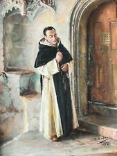 Tableau Dessin Pastel Sur Papier Homme Religieux 1914 Signé A Identifier 