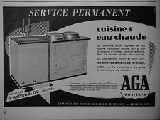 PUBLICITÉ 1955 ROSIÈRES AGA HYDROBLOC 160 CUISINIÈRE & EAU CHAUDE PERMANENT