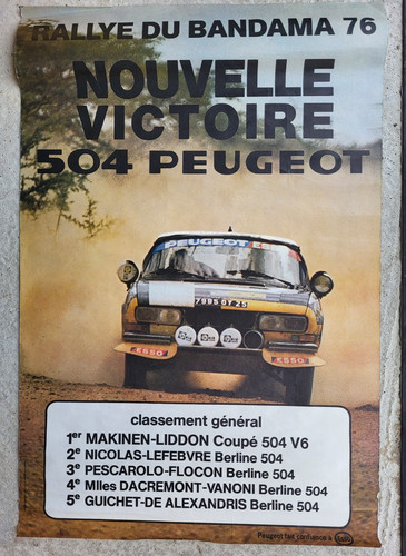Affiche peugeot 504 rallye - affiche,