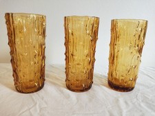 3 verres à orangeade  couleur ambre vintage