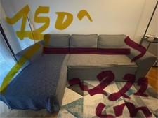 Canapé d'angle convertible gris très bon état