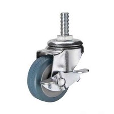 2" Inch 110 Lbs Light Duty Caster Wheel Threaded Swivel Stem w/ Brake Stainless