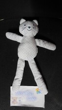 123/ doudou peluche chat bleu clair étoile pois BOUT'CHOU MONOPRIX - état NEUF -