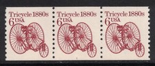 Scott 2126- MNH- Bande Numérotée De 3, #1- 6c Tricycle Années 1880- Mint PNC3