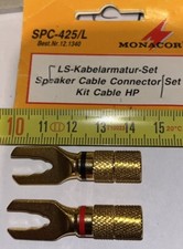 2 CONNECTEURS FOURCHE HAUT PARLEUR HI-FI DORÉ MONACOR