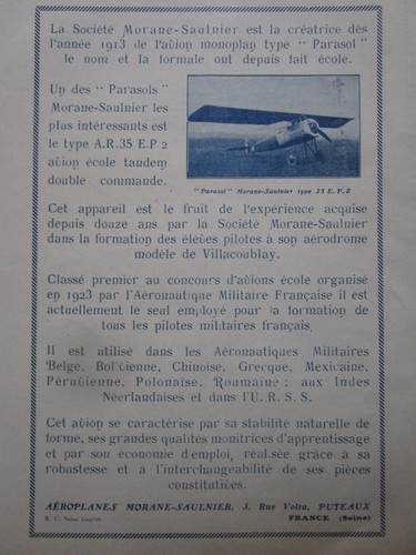 1926 pub aeroplane morane - aeroplane,