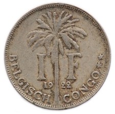 1 FRANC 1922 CONGO BELGE /