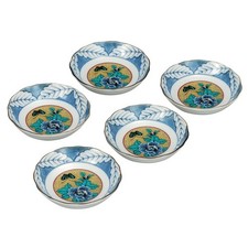 Kutani Yaki Article Japonais Petit Plaque Plat Set 5 4.1 Yoshidaya Pivoine Japon