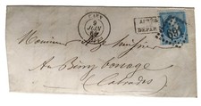 LETTRE NAPOLÉON N° 22 GROS CHIFFRES 691 CAEN POUR LE BÉNY BOCAGE 1866