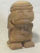 unique carved wood primitive sculpture figure wooden carving  man small statue  
