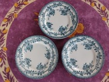 3 Assiette à Dessert Terre de Fer HB et Cie Choisy Modèl Paris Roses Bleues 18cm