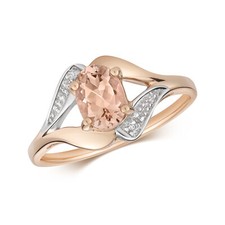 Bague Solitaire Femme Or Rose 9 k/carat et Diamant avec Morganite