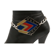 Femme Argent Métal Coffre Chaîne Bracelet Shoe Antique Vintage Ethnique Style À