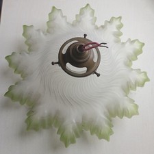 vintage suspension dentelé en opaline ancien  Applique Murale Tulipe Abat Jour