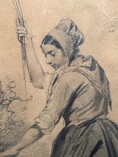 Beau Dessin ancien portrait