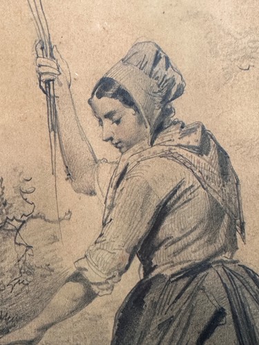 Beau dessin ancien - ancien, portrait
