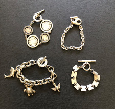 LOT DE 4 BRACELETS GOURMETTES AGATHA argentés AGATHA/BICHE DE BERRE/SCOOTER/123