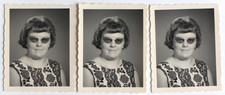 Portrait identité femme lunettes - 3 photos studio vintage 60's 70's