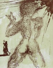 Salvador DALI - original lithograph 1967 Löpsinger  1176 - grey nude