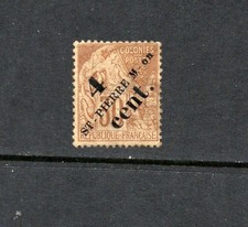 S8048 Saint Pierre & Miquelon 1891 4c. Surchargé 30c. 1v. MLH