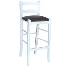 Tabouret Bois Blanc Siège Cuir Artificiel Brun H 67 CM à Partir Du Sol à La
