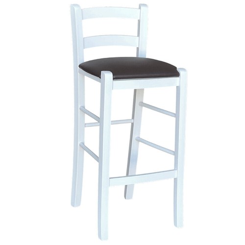 Tabouret bois blanc siège - blanc,
