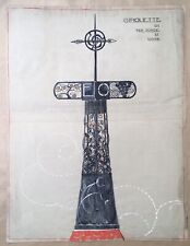 Dessin Aquarelle Art Déco Projet Décoration Girouette Fer Forgé Cuivre Machat 