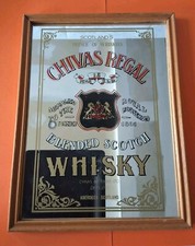 Ancienne publicité GLACE "miroir encadrée" Whisky CHIVAS REGAL Ht26cm Lg 19,5cm