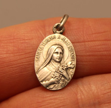 Ancienne Médaille Argent Massif 800 Sancta Teresia a Jesu Infante Lisieux